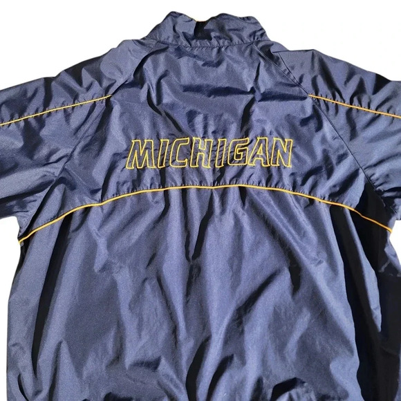 Vintage Red Oak Michigan Wolverines Windbreaker XXL Pullover Quarter Zip Blue - Picture 7 of 11